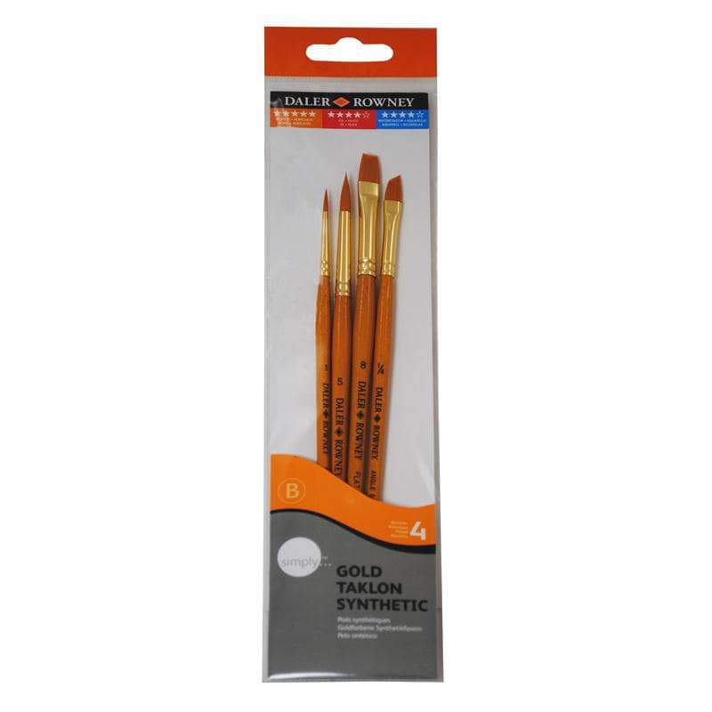 Daler Rowney Simply syntetické krátké štětce sada 4 ks