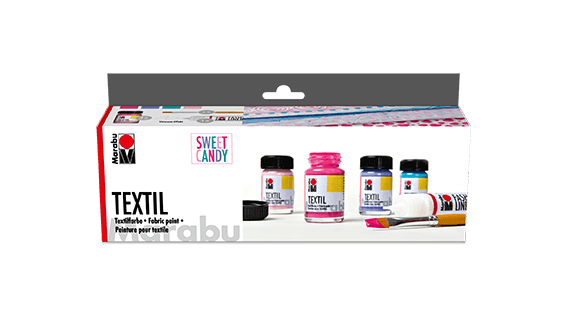 Marabu Textil sada Sweet Candy barvy na světlý textil
