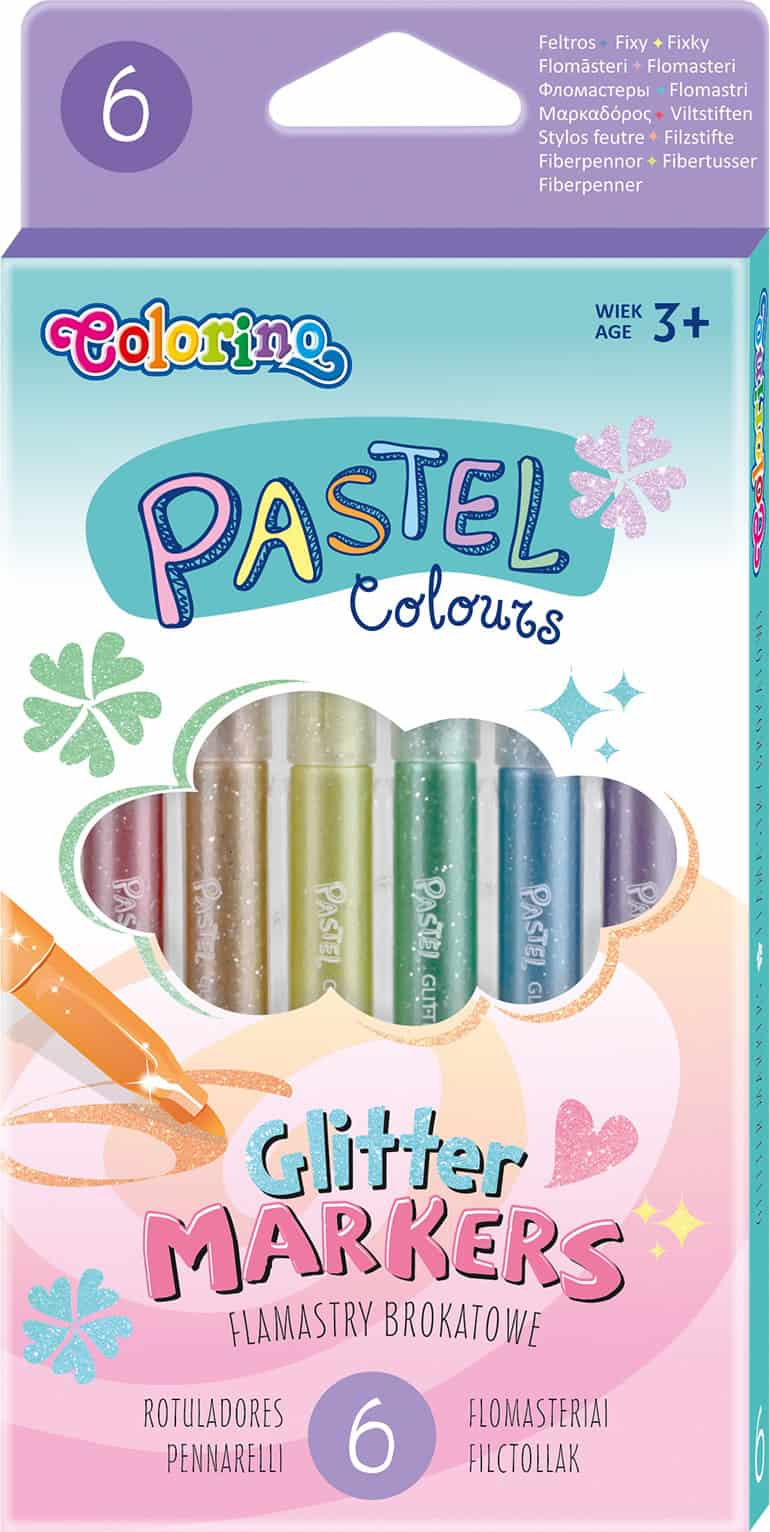 Colorino fixy se třpytkami Pastel, kulaté, 6 barev