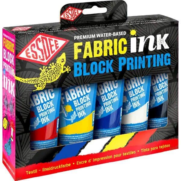 EssDee Fabric Block Printing Ink sada 5 x 100 ml barev