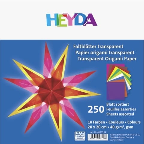 Heyda Origami transparentní papír 20x20 cm 250 ks