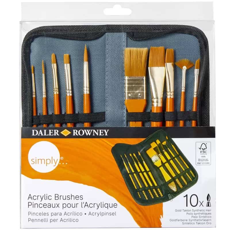 Daler-Rowney Simply sada 10 akrylových štětců v penálu